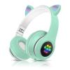 Стерео LED слушалки Bluetooth Cat Ear / Wireless Headphones / безжични LED слушалки Cat Ear P33M - мента / котешки лапички