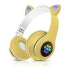 Стерео LED слушалки Bluetooth Cat Ear / Wireless Headphones / безжични LED слушалки Cat Ear P33M - жълти / котешки лапички