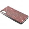 Луксозен силиконов калъф / гръб / TPU Sparking Case за Samsung Galaxy A70 - розов брокат / черен кант