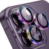 3D стъклен протектор с метални рингове за задна камера за Apple iPhone 14 Pro / iPhone 14 Pro Max - многоцветен