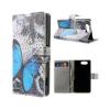 Кожен калъф Flip тефтер със стойка за Sony Xperia Z3 Compact / Z3 Mini - синя пеперуда / butterfly