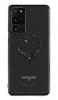 Луксозен твърд гръб KINGXBAR Swarovski Diamond за Samsung Galaxy S20 - прозрачен с черен кант / сърце