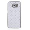Твърд гръб / капак / с камъни за Samsung Galaxy S6 G920 - бял с метален кант