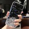 Силиконов калъф / гръб / TPU Brillant Clear Case за Samsung Galaxy S21 - черен / сребрист брокат