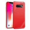 Луксозен силиконов калъф / гръб / TPU Cross Pattern за Samsung Galaxy S10 Lite - червен