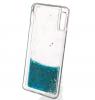 Луксозен твърд гръб 3D Water Case за Samsung Galaxy A10 - прозрачен / течен гръб с брокат / тюркоазен