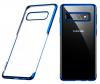 Луксозен силиконов калъф / гръб / TPU Baseus Shining Case за Samsung Galaxy S10 Plus - прозрачен / син кант