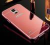 Луксозен алуминиев бъмпер с твърд гръб за Samsung G900 Galaxy S5 / Galaxy S5 Neo G903 - Rose Gold / огледален