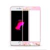Стъклен скрийн протектор / 9H HD Full Tempered Glass Film Kauaro Swarovski Screen Protector / за дисплей нa Apple iPhone 6 / iPhone 6S - розов / бели цветя